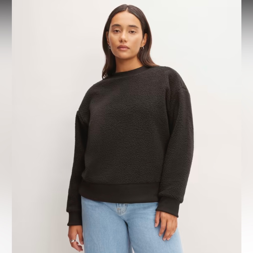 Everlane The ReNew Fleece Oversized Crew Sweatshirt Fuzzy Teddy Style NWT Size S